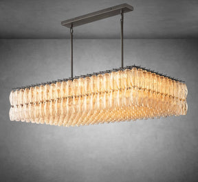 Renee Modern Clear Glass Rectangular Glass Chandelier 54" 74″