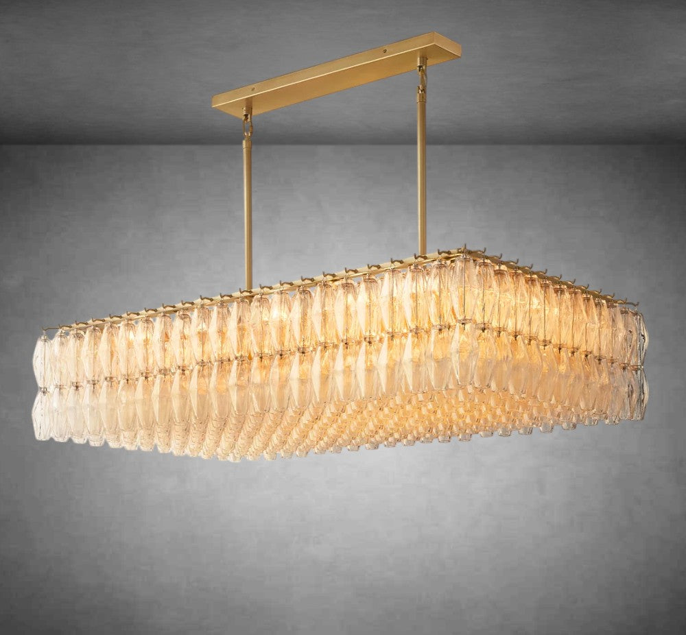 Renee Modern Clear Glass Rectangular Glass Chandelier 54" 74″