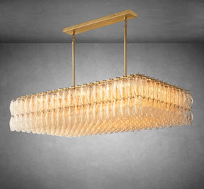 Renee Modern Clear Glass Rectangular Glass Chandelier 54" 74″