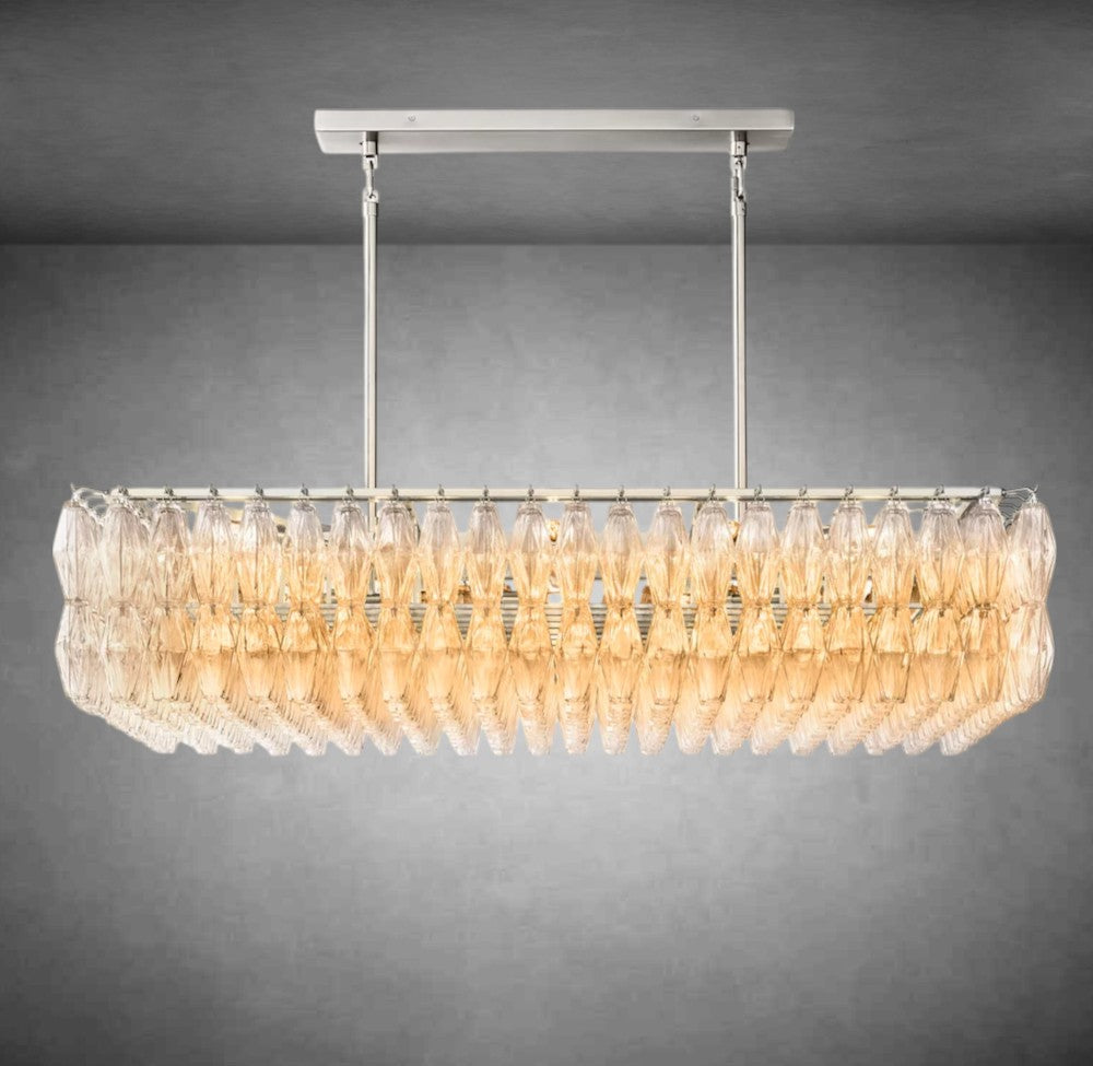 Renee Modern Clear Glass Rectangular Glass Chandelier 54" 74″