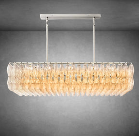 Renee Modern Clear Glass Rectangular Glass Chandelier 54" 74″