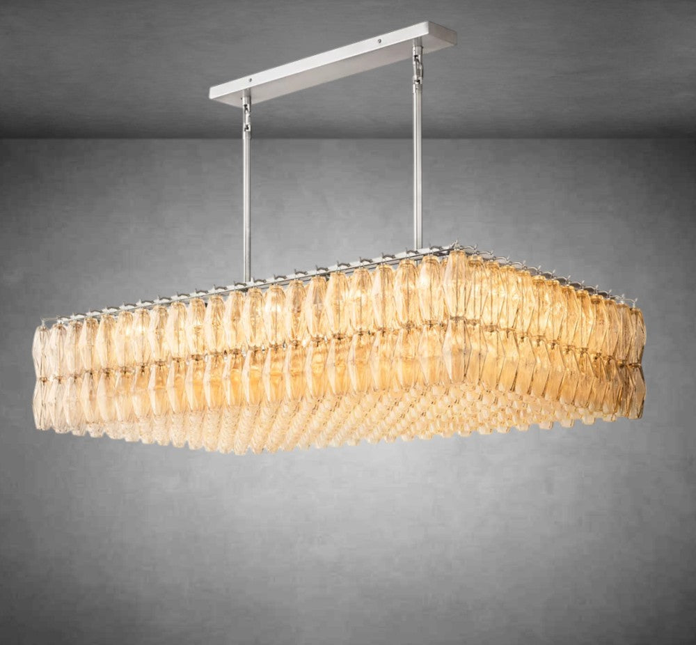 Renee Modern Clear Glass Rectangular Glass Chandelier 54" 74″