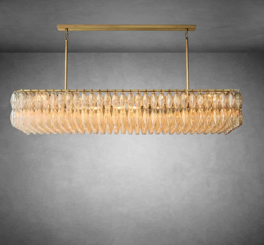 Renee Modern Clear Glass Rectangular Glass Chandelier 54" 74″