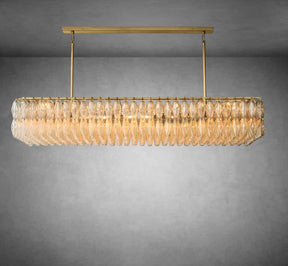 Renee Modern Clear Glass Rectangular Glass Chandelier 54" 74″