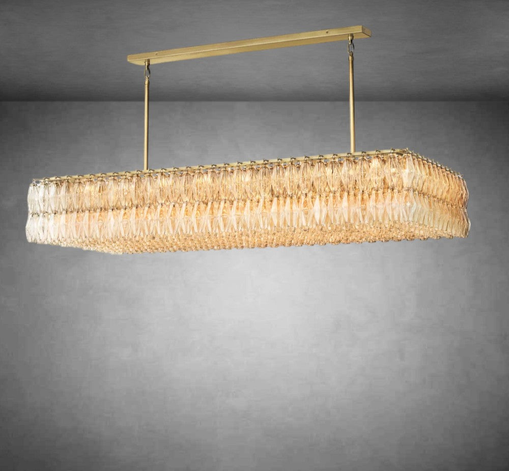 Renee Modern Clear Glass Rectangular Glass Chandelier 54" 74″
