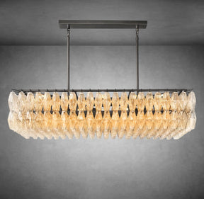 Renee Modern Clear Glass Rectangular Glass Chandelier 54" 74″