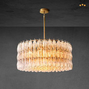 Renee Modern Round Glass Chandelier 37”