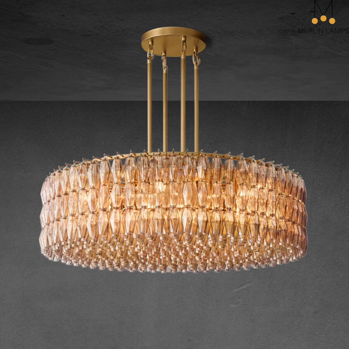 Renee Modern Round Glass Chandelier 61”