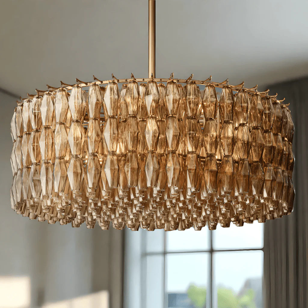 Renee Modern Round Glass Chandelier 61”