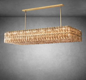 Renee Modern Smoke Glass Rectangular Glass Chandelier 54" 74″