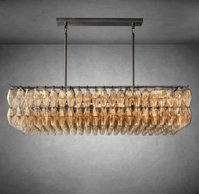 Renee Modern Smoke Glass Rectangular Glass Chandelier 54" 74″