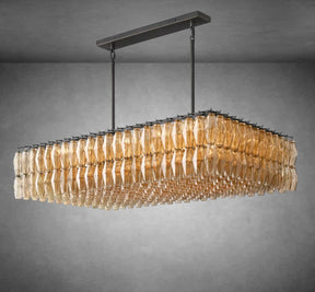 Renee Modern Smoke Glass Rectangular Glass Chandelier 54" 74″