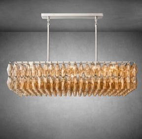 Renee Modern Smoke Glass Rectangular Glass Chandelier 54" 74″