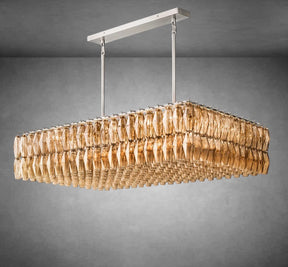 Renee Modern Smoke Glass Rectangular Glass Chandelier 54" 74″