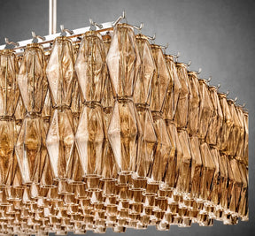 Renee Modern Smoke Glass Rectangular Glass Chandelier 54" 74″