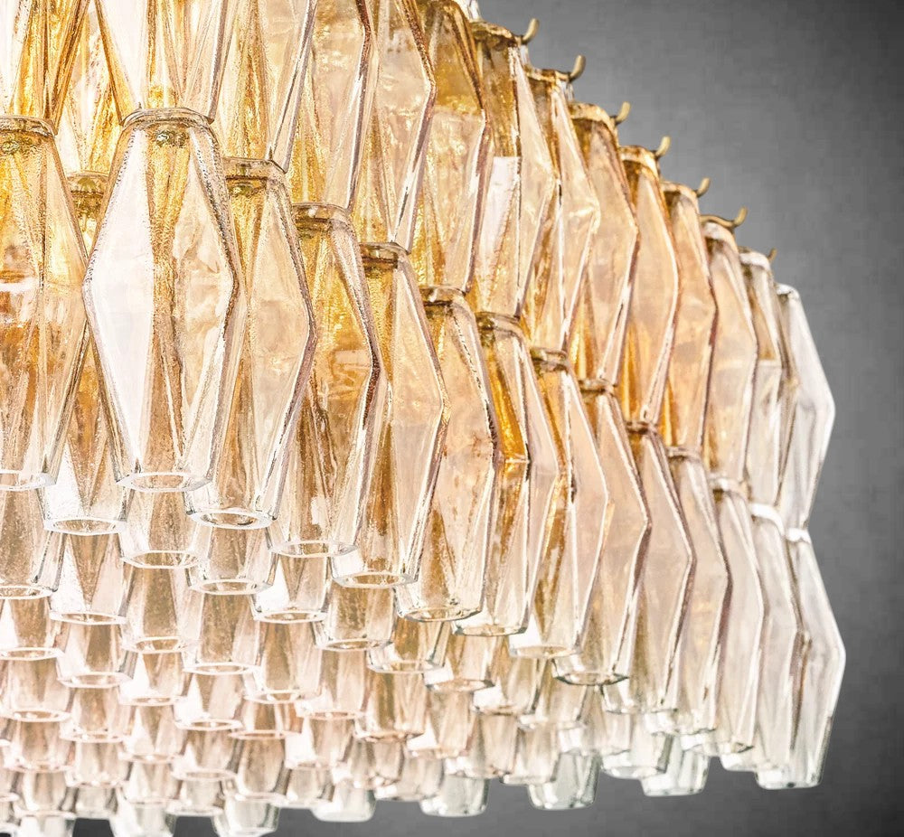 Renee Modern Smoke Glass Rectangular Glass Chandelier 54" 74″