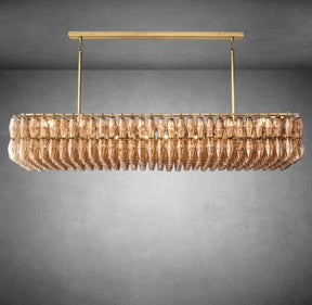 Renee Modern Smoke Glass Rectangular Glass Chandelier 54" 74″