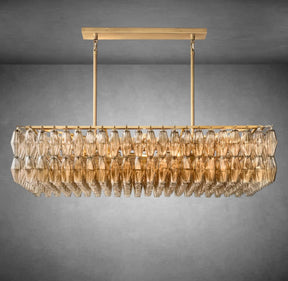 Renee Modern Smoke Glass Rectangular Glass Chandelier 54" 74″