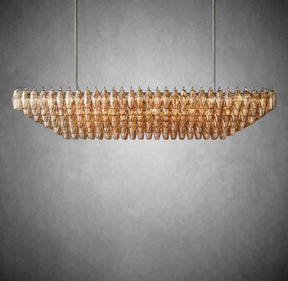 Renee Smoke Glass Tiered Rectangular Chandelier 54" 74“