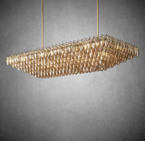 Renee Smoke Glass Tiered Rectangular Chandelier 54" 74“