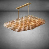 Renee Smoke Glass Tiered Rectangular Chandelier 54" 74“