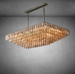 Renee Smoke Glass Tiered Rectangular Chandelier 54" 74“