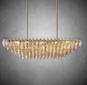 Renee Smoke Glass Tiered Rectangular Chandelier 54" 74“