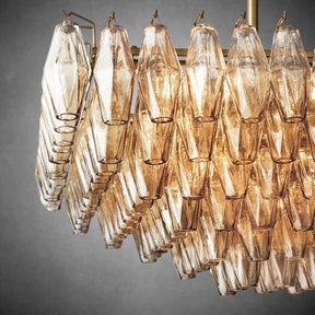 Renee Smoke Glass Tiered Rectangular Chandelier 54" 74“