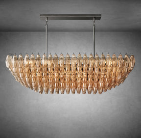 Renee Smoke Glass Tiered Rectangular Chandelier 54" 74“