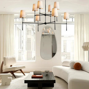Rhodas 2-Tier Round Chandelier in brass - modern dining room lighting