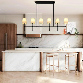 Rhodas Linear Chandelier in brass by Blush Lighting