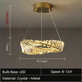 Ring Crystal Chandelier Luxury Living/ Dining Room Ceiling Lamp Bedroom Light