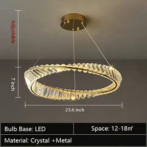 Ring Crystal Chandelier Luxury Living/ Dining Room Ceiling Lamp Bedroom Light