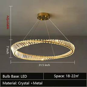 Ring Crystal Chandelier Luxury Living/ Dining Room Ceiling Lamp Bedroom Light