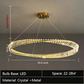 Ring Crystal Chandelier Luxury Living/ Dining Room Ceiling Lamp Bedroom Light
