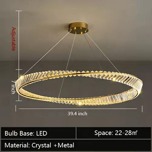 Ring Crystal Chandelier Luxury Living/ Dining Room Ceiling Lamp Bedroom Light