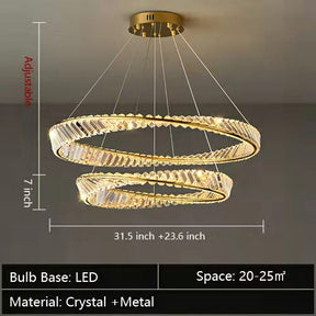 Ring Crystal Chandelier Luxury Living/ Dining Room Ceiling Lamp Bedroom Light