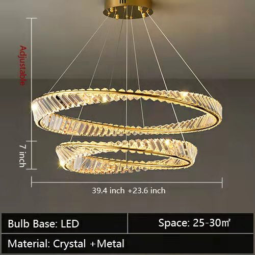 Ring Crystal Chandelier Luxury Living/ Dining Room Ceiling Lamp Bedroom Light