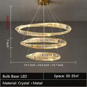 Ring Crystal Chandelier Luxury Living/ Dining Room Ceiling Lamp Bedroom Light