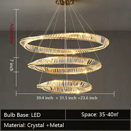 Ring Crystal Chandelier Luxury Living/ Dining Room Ceiling Lamp Bedroom Light