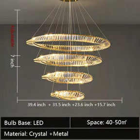 Ring Crystal Chandelier Luxury Living/ Dining Room Ceiling Lamp Bedroom Light