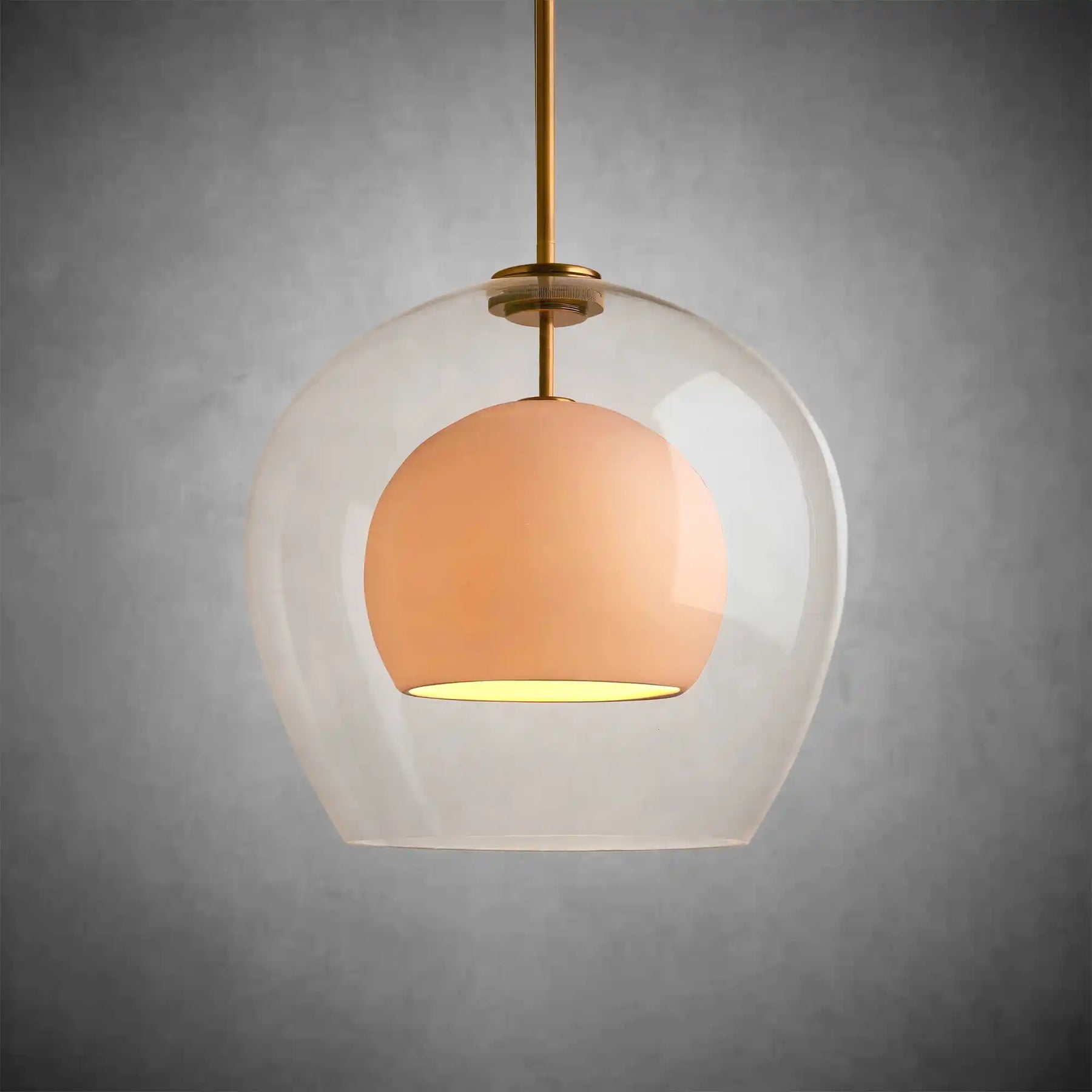 Romy Matte Porcelain Glass Dome Pendant Light with Brass Finish
