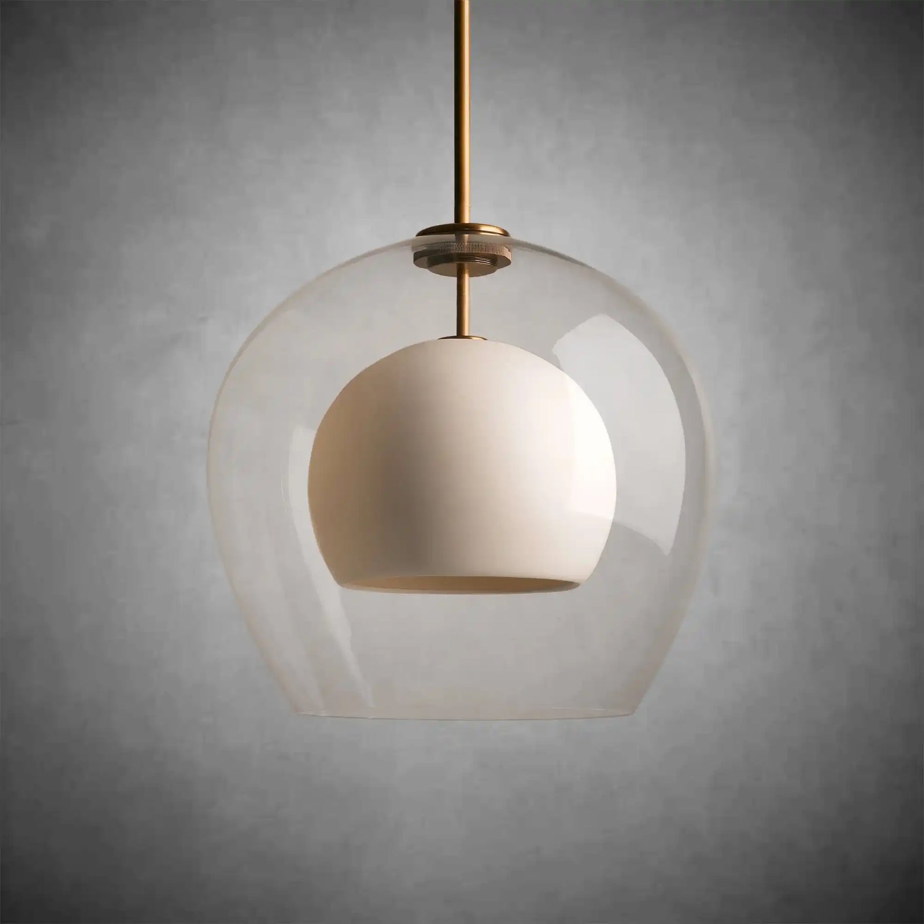 Romy Matte Porcelain Glass Dome Pendant Light with Brass Finish