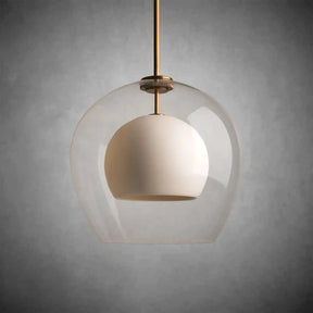 Romy Matte Porcelain Glass Dome Pendant Light with Brass Finish
