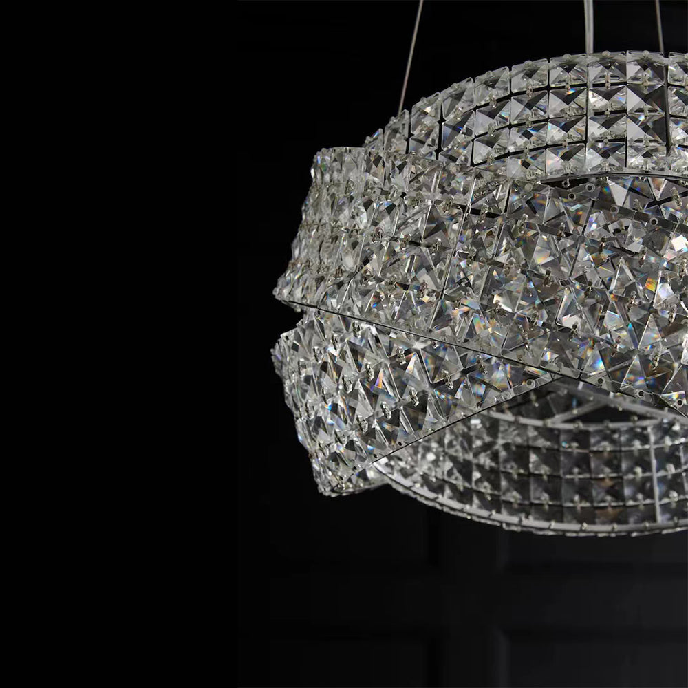 Round Crystal Ring Chandelier in Silver/Gold Finish for Lowg-ceiling