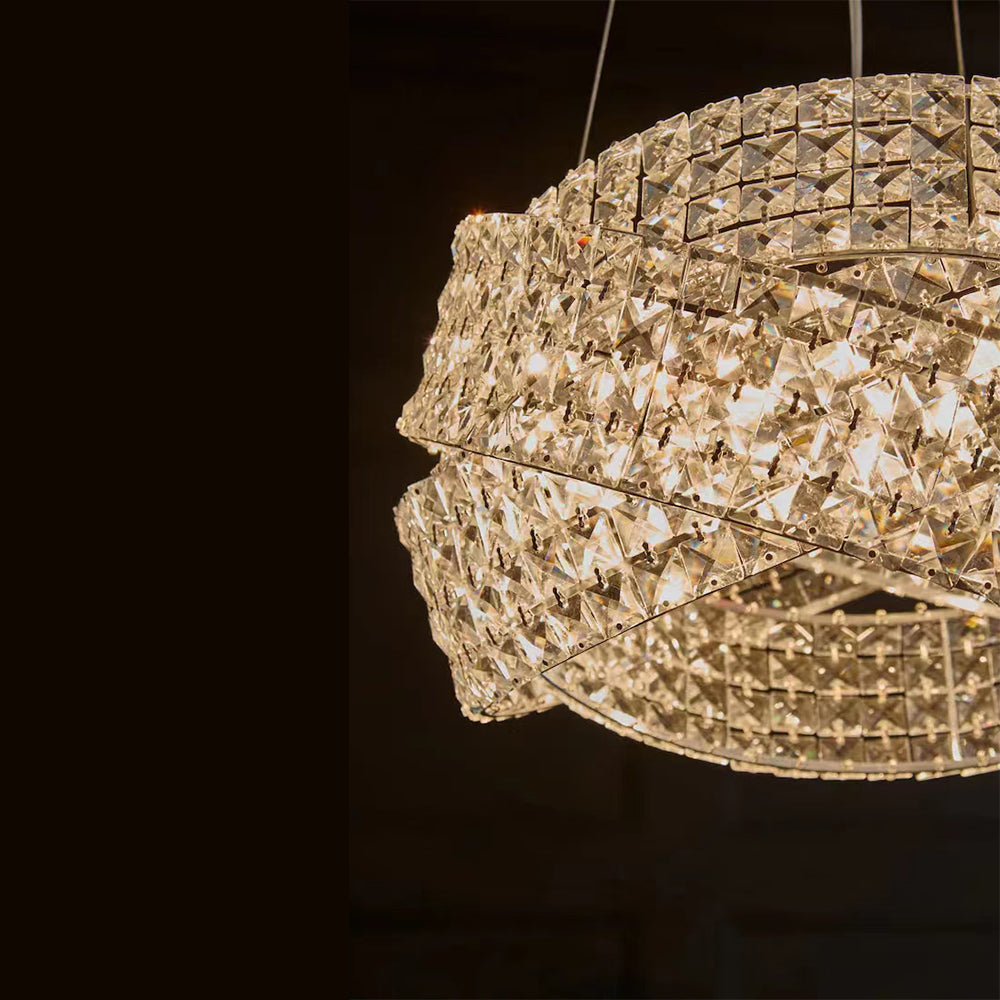 Round Crystal Ring Chandelier in Silver/Gold Finish for Lowg-ceiling