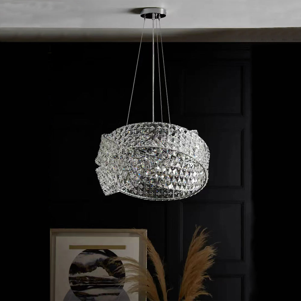 Round Crystal Ring Chandelier in Silver/Gold Finish for Lowg-ceiling