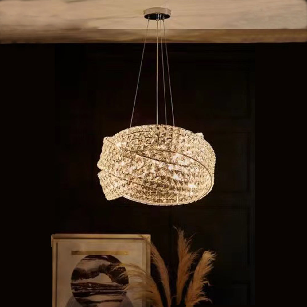Round Crystal Ring Chandelier in Silver/Gold Finish for Lowg-ceiling