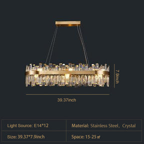 Round Ring Crystal Chandelier Luxury Modern Ceiling Fixtures Light For Living And Dining Room