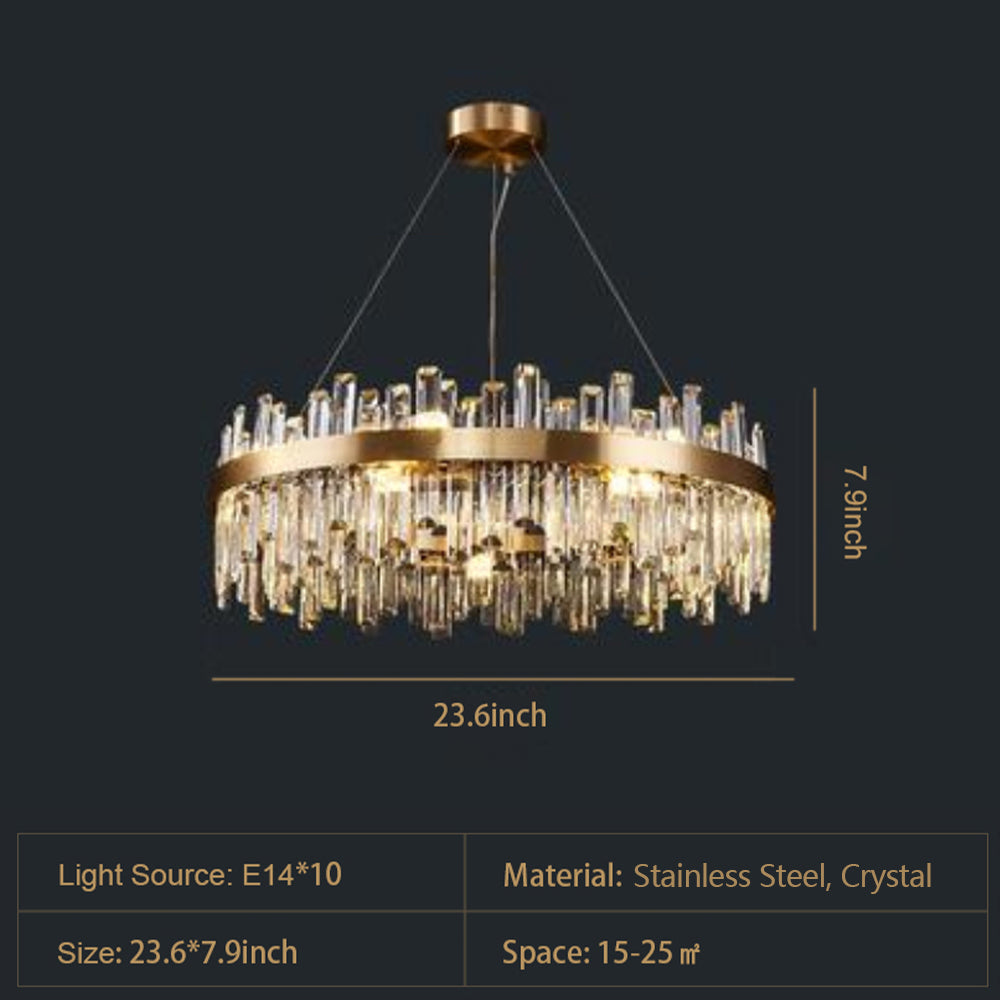 Round Ring Crystal Chandelier Luxury Modern Ceiling Fixtures Light For Living And Dining Room